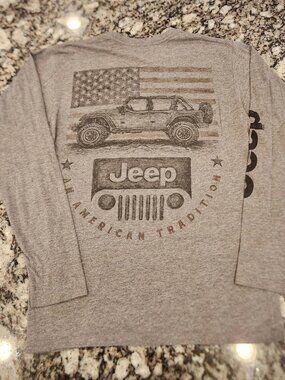 Jeep Longsleeve Shirt Gray Jeep Graphic Print Men’s Size M Jedco EUC